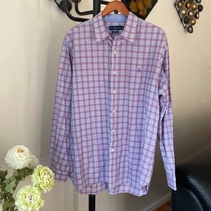 Ralph Lauren Mens Size XXL Pink Purple Long Sleeve Shirt